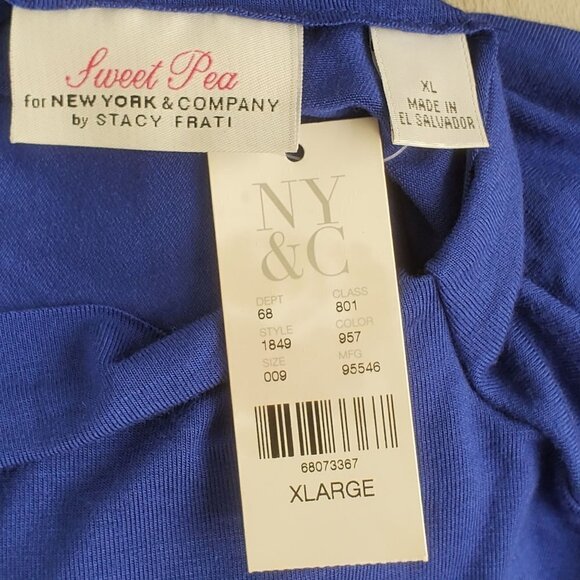 N Y and Co Thong Bodysuit Sweet Pea Stretch Royal Blue Jersey Knit Womens XLarge - Picture 4 of 8